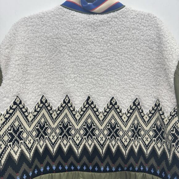 By Anthropologie Fairisle Mixed Coat Sz M Multicolor Quilted Snap Closure Boho - Picture 5 of 11